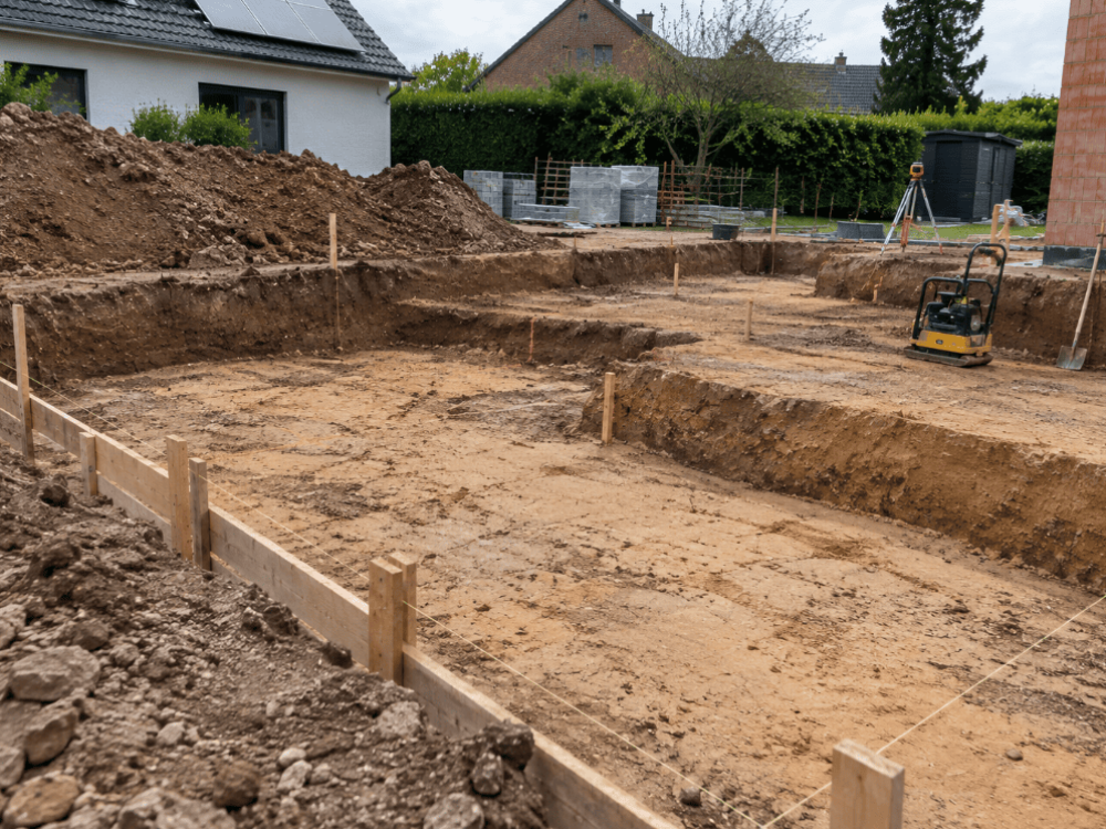 Chantier de fondations en excavation nivelles